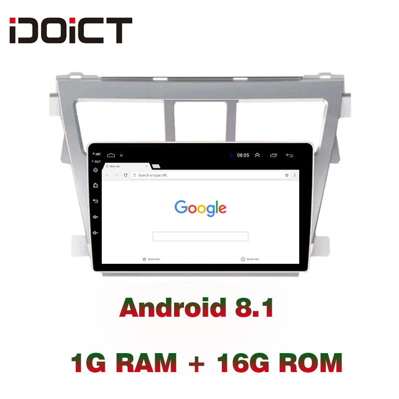 Discount IDOICT Android 8.1 Car DVD Player GPS Navigation Multimedia For Toyota Vios Yaris Radio 2008-2013 car stereo bluetooth 3