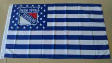 new york ranger with Stripes And Stars Flag 150X90CM NHL 3X5 FT Banner 100D Polyester flag grommets 009, free shipping