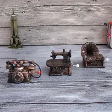 Hand Crank Music Box Orgel 3 Patterns Vintage Telephone Phonograph Sewing Machine Crafts Decor Retro Vintage Music Box Gifts