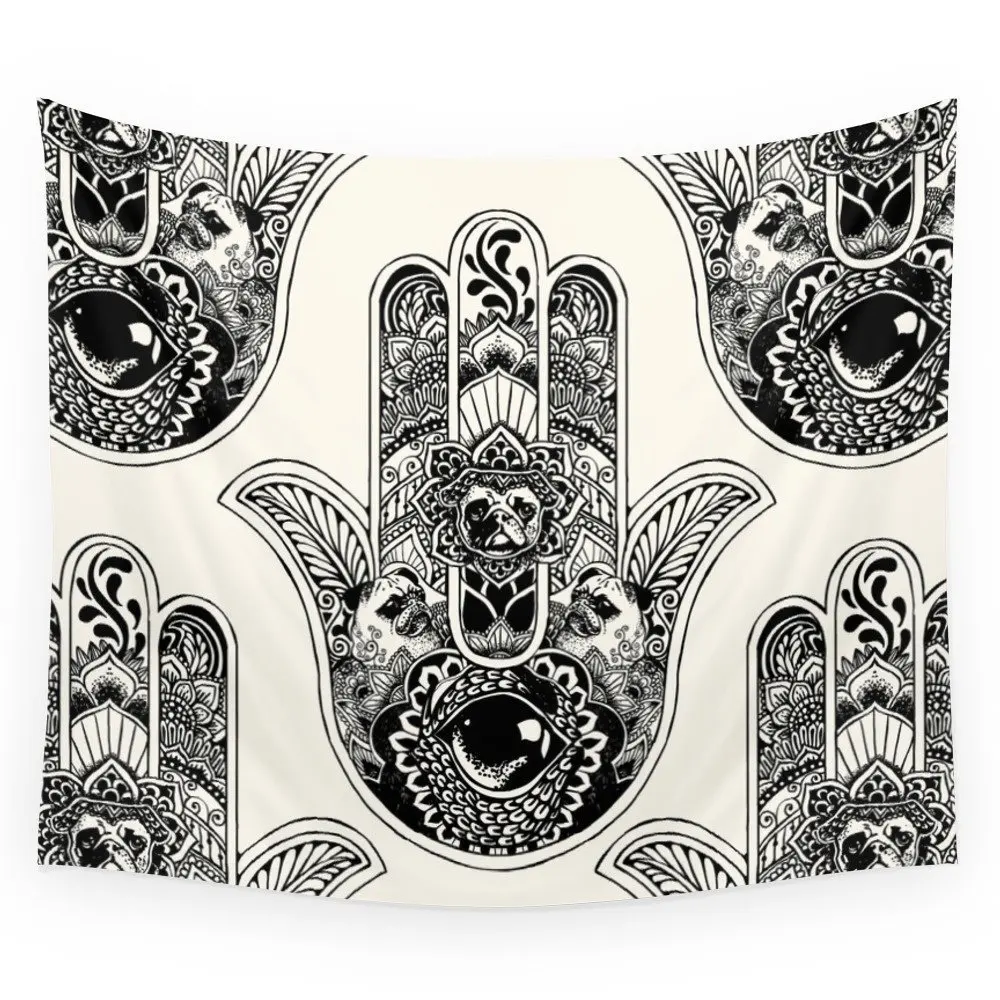 Hamsa Hand Pug Wall Tapestry Hanging Tapestry For Wall ...