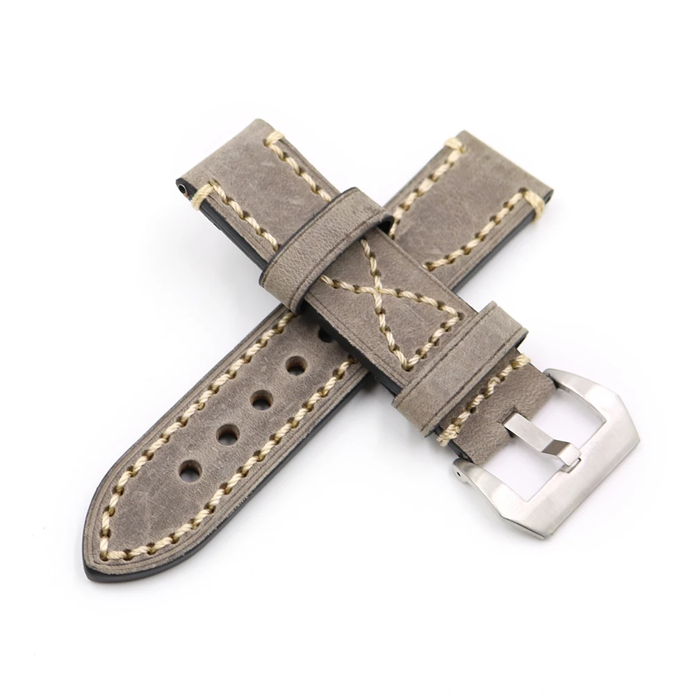 Rolamy 20 22 24 26mm Grey Thick Strap Watch Band For Tag CARRERA Omega Montblanc Panerai Daytona Submariner Tissot