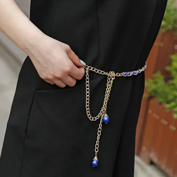 

fashion ladies fashion Knitted metal chain belt classic waist chain belly dance waist