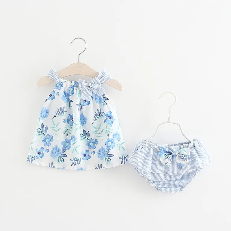 Baby Girls Dress+Underwear Infant Baby Party Dress For Girl First Birthday Baptism Clothes Summer Print Flower Clothes set