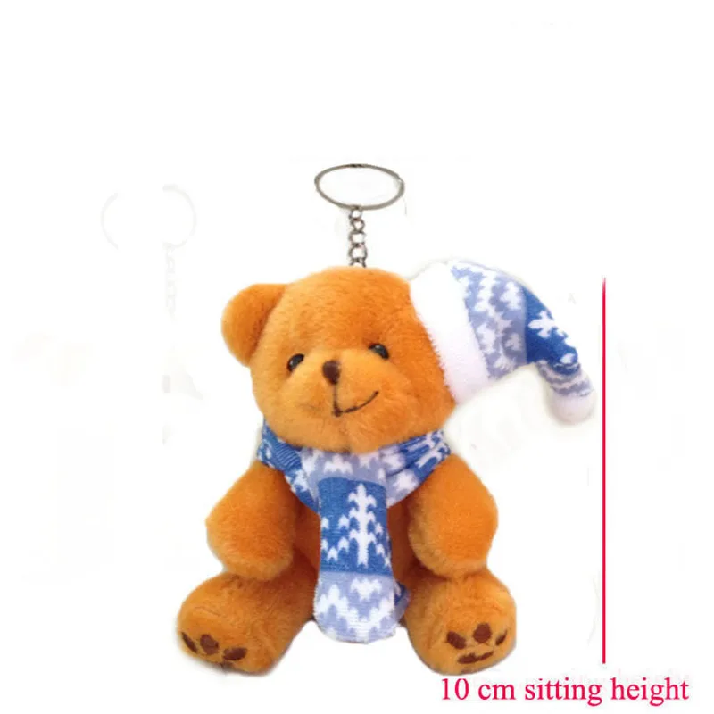 10cm 10pcs Cute Sitting Bear Plush Toys Christmas Bear Key Bag Pendants Dolls DIY Xmas Tree Home Flower Bouquet Gift  (1)