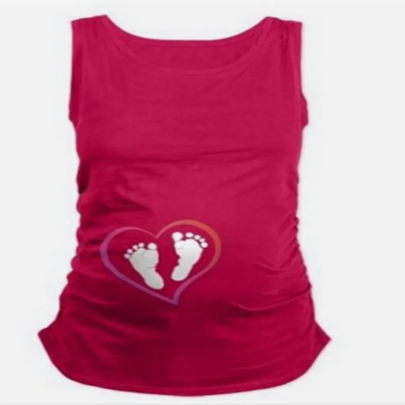 Летняя жилетка для беременных, женская футболка без рукавов с принтом сердца, большие размеры, базовый с круглым вырезом, Одежда для беременных