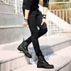 Idopy Hot Selling Men`s Korean Designer Black Slim Fit Jeans Punk Cool Super Skinny Pants With Chain For Male 4