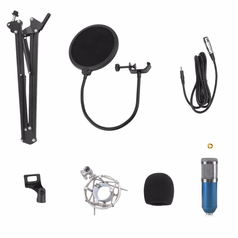 BM-800 Professional 3.5mm Wired Sound Recording Condenser Microphone With NB-35 Microphone Stand for Radio Braodcasting Computer
