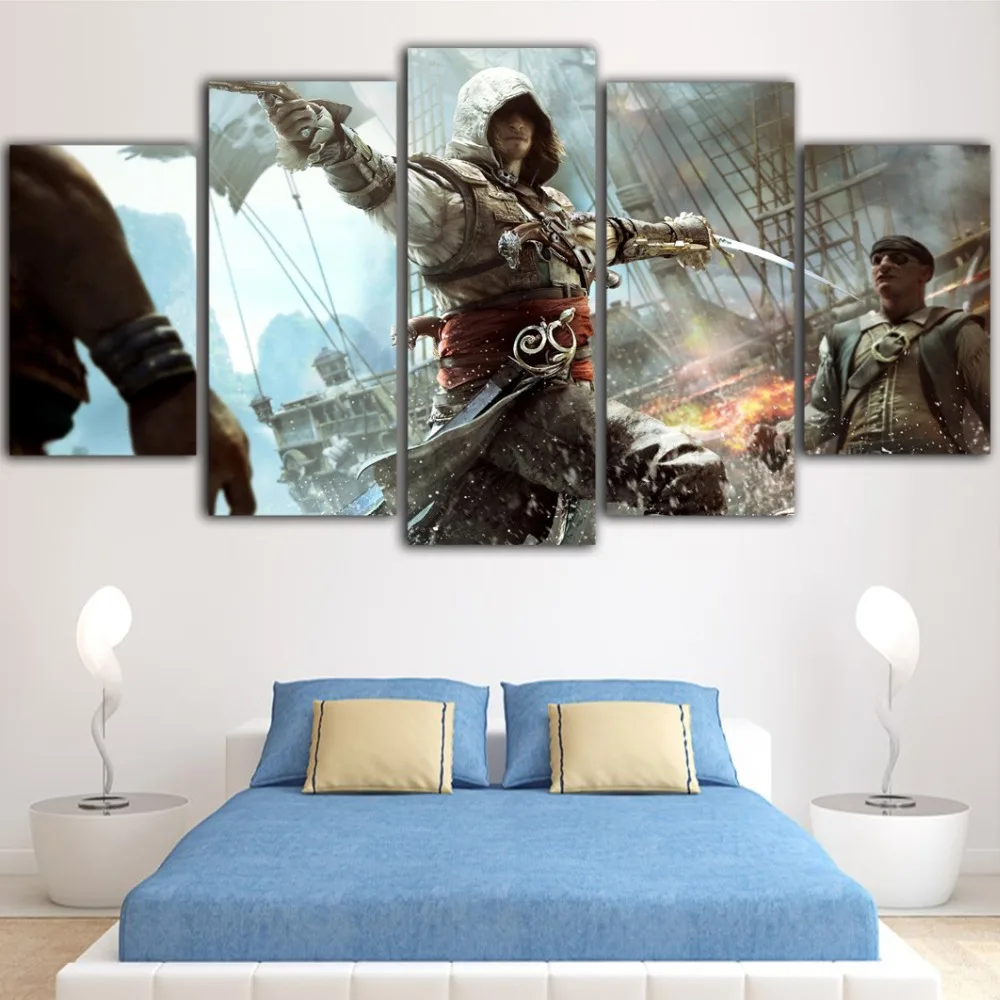 5 шт. Cuadro Decorativo Assassins Creed холст художественные настенные картины для гостиной живопись настольная игра картина плакаты искусство