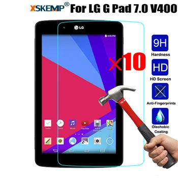 

XSKEMP 10Pcs/Lot 9H Hard Premium Tempered Glass Screen Protector For LG G Pad 7.0 V400 V410 Glossy Clear Tablet Protective Film
