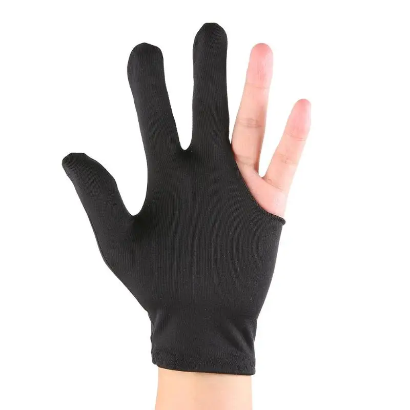 New Type Practical Lycra Fabrics Embroidery Left Hand Open Three Finger Snooker Billiard Cue Glove Pool Fitness Accessories