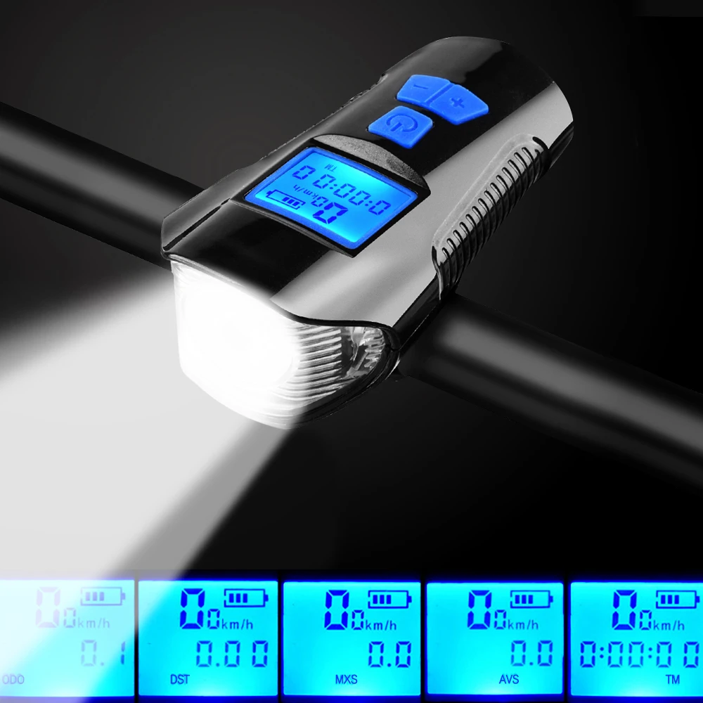 

Vertvie Computer Cycle Speedometer Lights LED Cycling Headlight Horn Flashlight USB Bicycle Lamp Bike Front Light Handlebar Tool