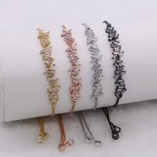 Модные браслеты длинные очаровательные браслеты для женщин прямоугольная Регулируемая цепочка бижутерия с макраме для женщин