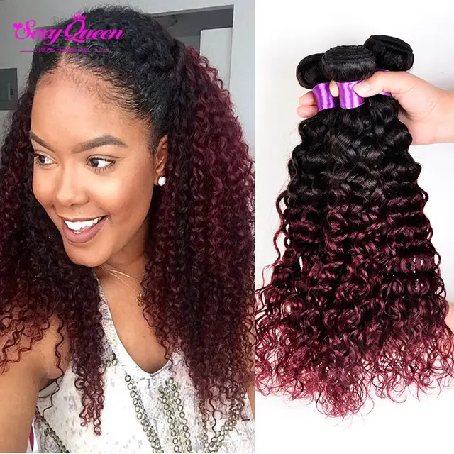 Online Shop Red Ombre Weave Human Hair Bundles 3 Pcs Lot Wet And