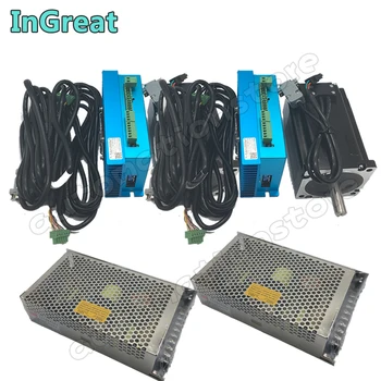

2PCS Nema23 Closed Loop Stepper Motor Driver DSP & 200W Power Supply + 3M Encoder Cable+ 3M Motor Cable DC 3Nm Step Drive Motor