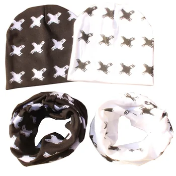 

wholesale beautiful cartoon boy girl hat scarf set 2 pcs in set baby hat cap infant