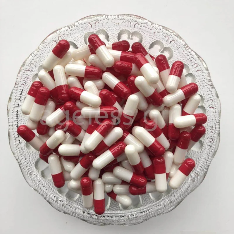 

5000pcs 2# Red + White Empty Capsule Shells, DIY Good Quality Medical Powder Packing Bottle, DIY Hollow Mask Capsules
