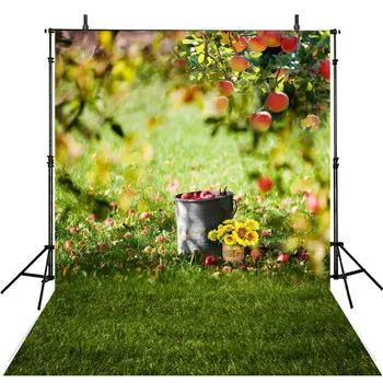 

bokeh apple tree sunflower grass backdrops Vinyl cloth High quality Computer print wall Background