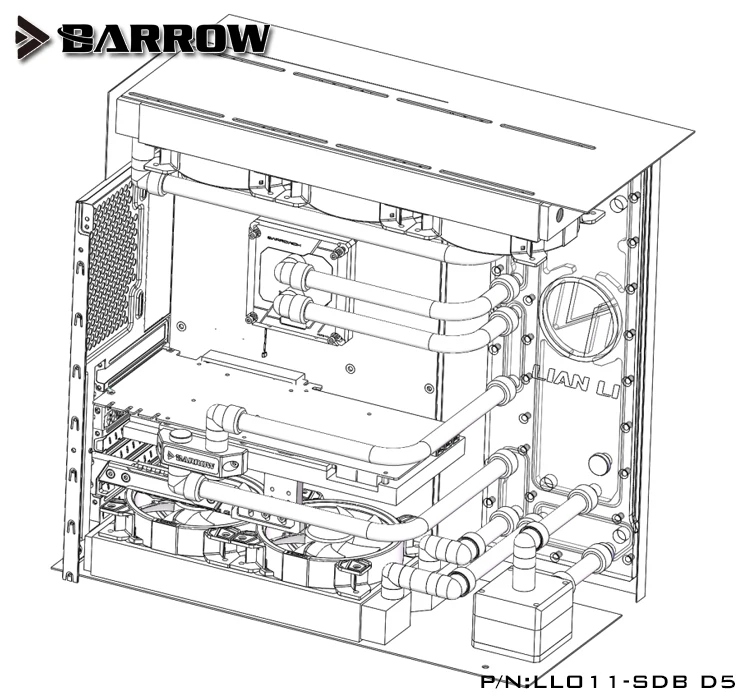 Barrow Acrylic Board as Water Channel use for LIAN LI O11 Dynamic Computer Case / Screw Fix/Instead Reservoir/5V 3PIN RGB Light