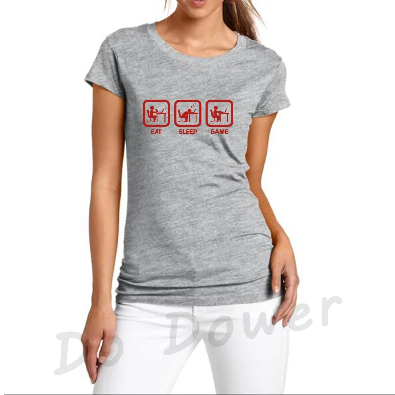 Новая мода Ешьте Сна игры xbox геймер смешные футболки Для женщин Юмор Повседневное печатных Колледж Для женщин s короткий рукав Футболка Лидеры брендов - Цвет: gray 5