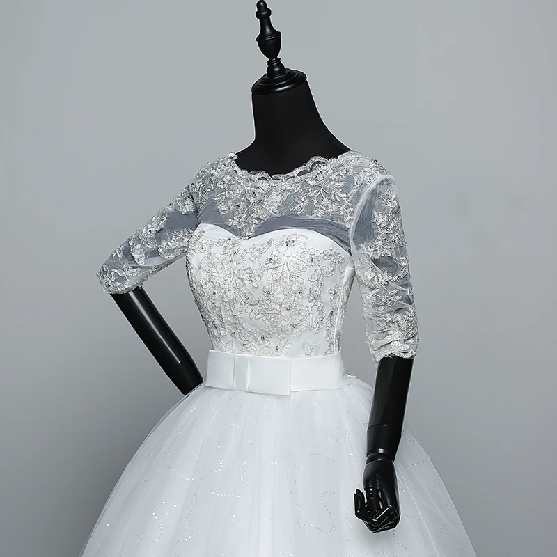 Бальное платье реальные изображения Vestido De Novia Тюль свадебное платье с кружевом с коротким рукавом и аппликацией для невесты