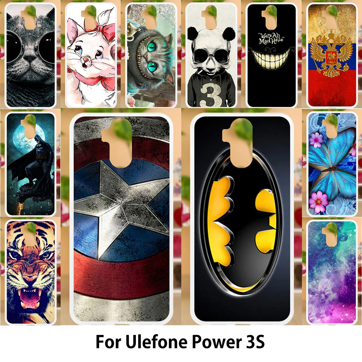 

Anunob For ulefone power 3 case Silicone TPU Soft Cases Ulefone Power 3S Painted Captain American Batman Patterned Covers 6.0