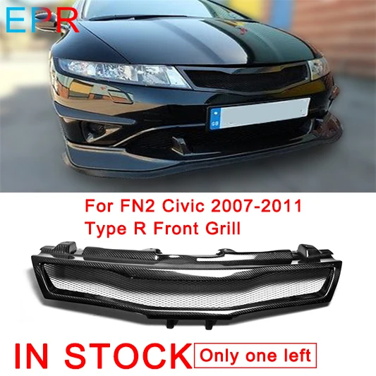 

For FN2 Civic 2007-2011 Type R Carbon Fiber Front Grill For Honda Glossy Fiber Bumper