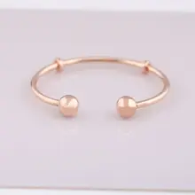 Новинка,, браслет из стерлингового серебра S925 пробы, розовое золото, Открытый браслет с фирменными колпачками, браслет, подходит для бусин, шарм, сделай сам, ювелирное изделие