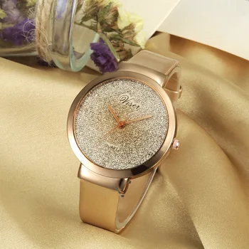 

2018 new luxury beach pattern dial leather strap exquisite precision casual fashion women's quartz watch