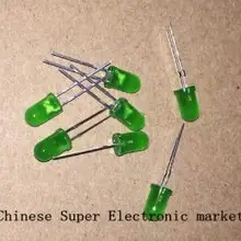 200 шт. 5 мм диффузионная зеленая светодиодный Диод DIP Круглый широкий угол через отверстие 2 Pin светодиодный светодиод лампа