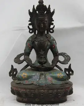 

Discount 55% 12 Tibet monastery old Bronze copper Cloisonne Longevity Amitayus Buddha Statue