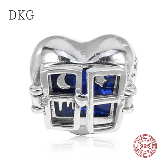 

2019 New 925 Sterling Silver Fashion Soul Window Blue Enamel Beads Fit for Original Women's Charm Bracelet DIY Jewelry