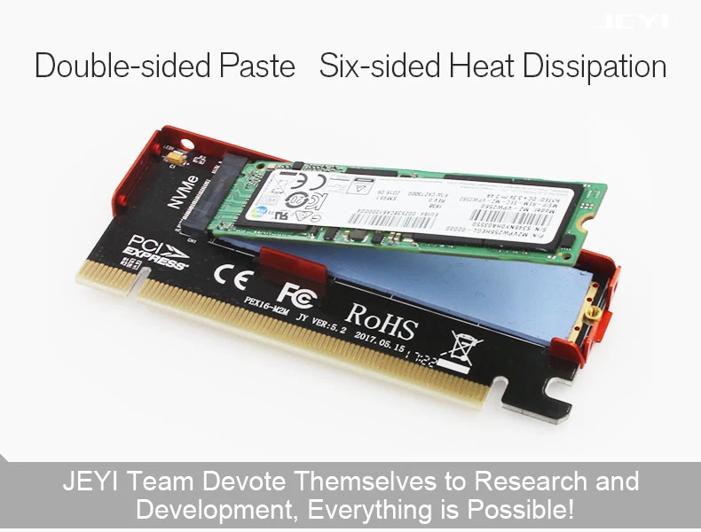 JEYI Cool Swift NVME M.2 X16 PCI-E Riser Card 2280 теплопроводность кремниевые пластины охлаждения пыленепроницаемый алюминиевый лист золотой стержень