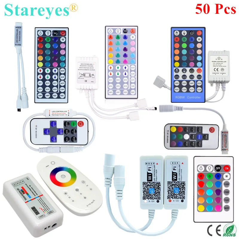 

50 Pieces LED strip RGB RGBW Remote controller IR 40 44 Key RF 11 17 Key 2.4G RF WIFI Control for SMD 5050 3528 2835 Strip light