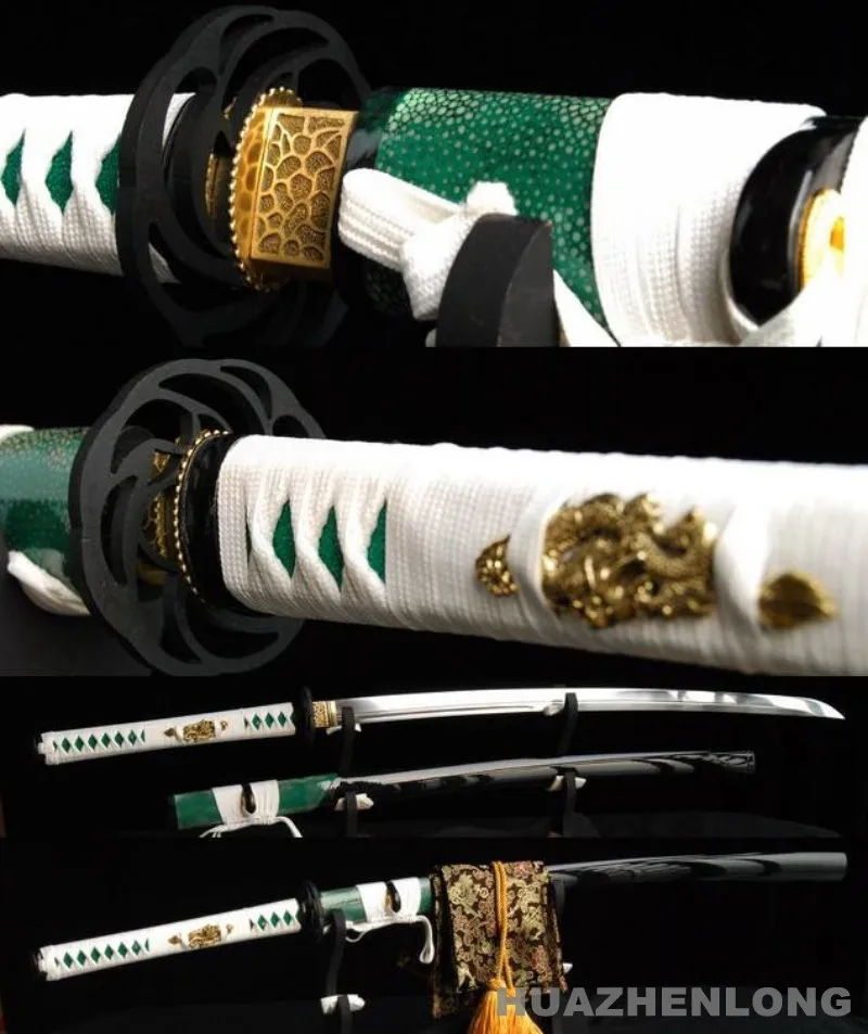 

Unokubi-Zukuri Blade Katana Japanese Samurai Sword 1095Carbon Steel Rayskin Saya