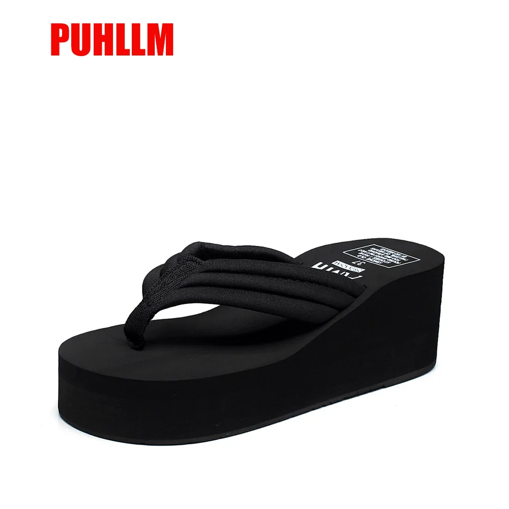 

DIY summer large-sized thick-soled flip-flop beach shoes Korean version fashionable slip-proof cloth straps