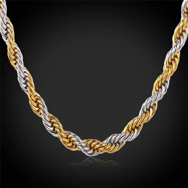 Buy Gold Color Rope Chains For Men 2 Tone Necklace