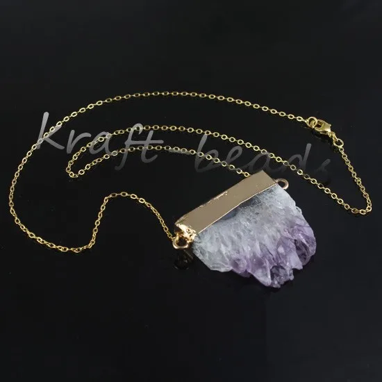 Natural Gnergy Gemstone~ Double Buckle Irregular Shape Pendant Natural Purple Amethysts Quartz Stone Necklace Fashion Jewelry 15 AA00409002307e