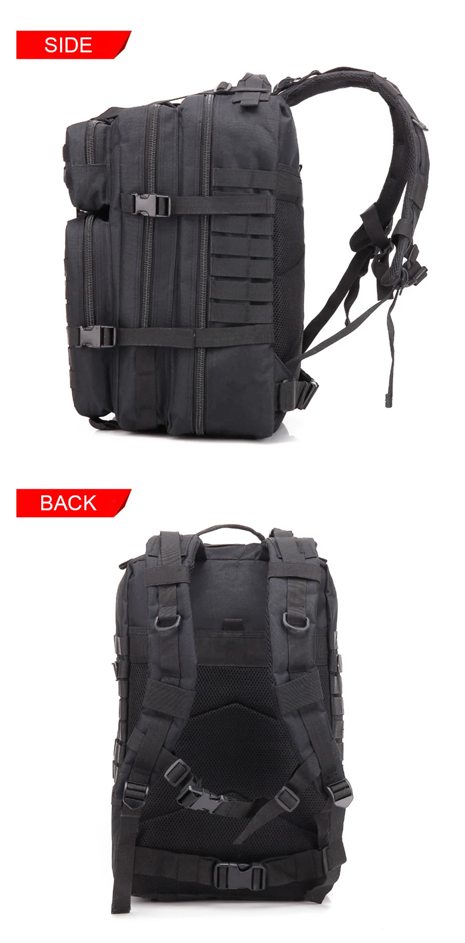 45L Tactical Outdoor Backpack Military Army Large Backpacks Assault Men Rucksack Waterproof Bags Packs Hiking Molle 3P Bagpack (8)
