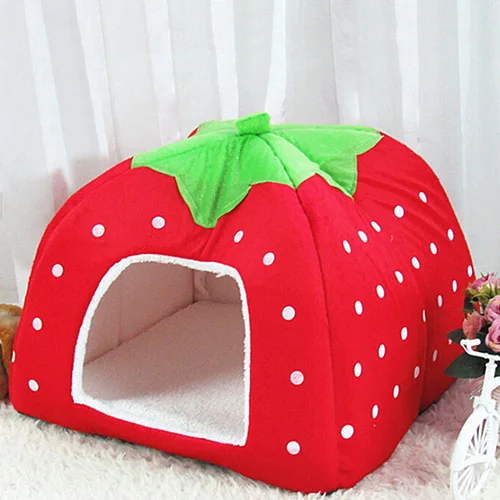 

TINGHAO Strawberry Pet Dog Cat Puppy Warm Bed Mat Soft House Cushion Pad Kennel Basket