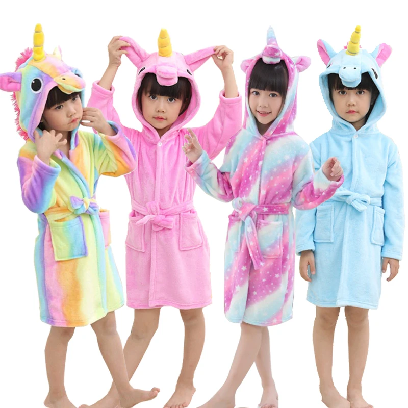 

Hot Sale Baby Animal Bathrobe For Boys Girls Pajamas Unicorn Animal Hooded Towel Beach Kids Sleepwear Nightwear Children Clothes