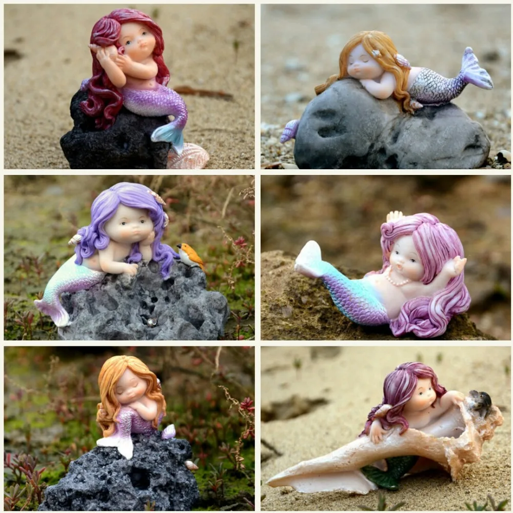 

Silicone mold fondant the daughter of the sea decorations aquarium fish tank cute mermaid 6 styles mould for cake decorations