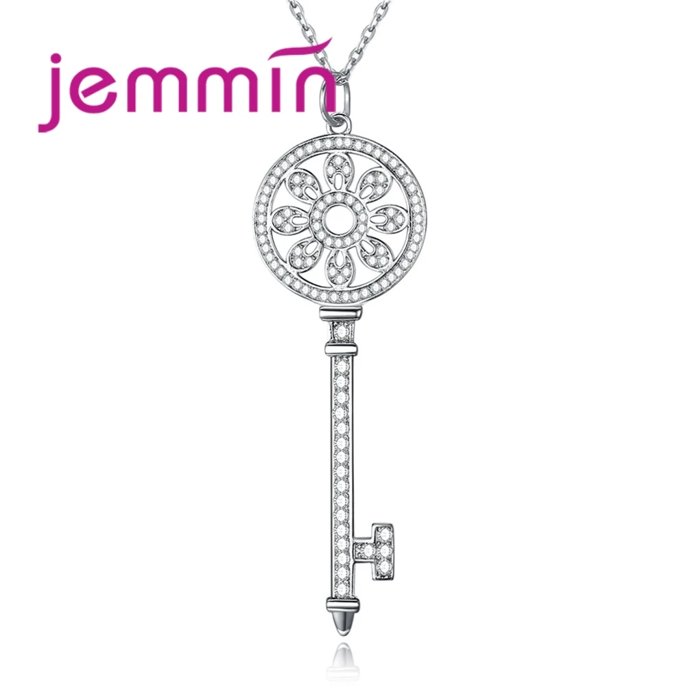 

Top Sale Unique Design 925 Sterling Silve Key-Shaped Pendant Necklace Women Holiday Gift Engagement Wedding Party Jewelry