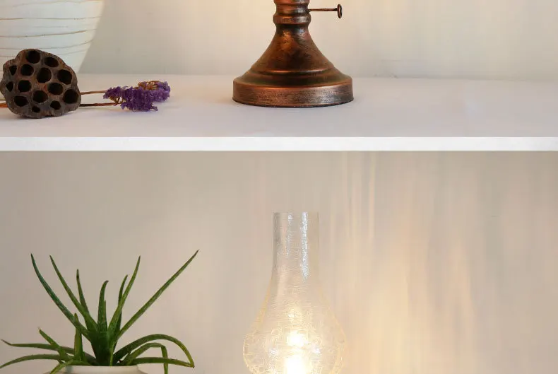 Ретро керосиновая лампа, светодиодная настольная лампа для гостиной, спальни, прикроватная лампа, креативный классический декор для кабинета, промышленные настольные светильники