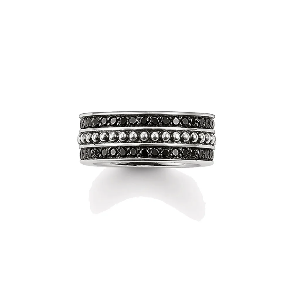 

925 Sterling Silver Blackened Black Zirconia Pave Rings, European Most Fashion Glam Ring Jewelry Best Ring Gift for Women Men