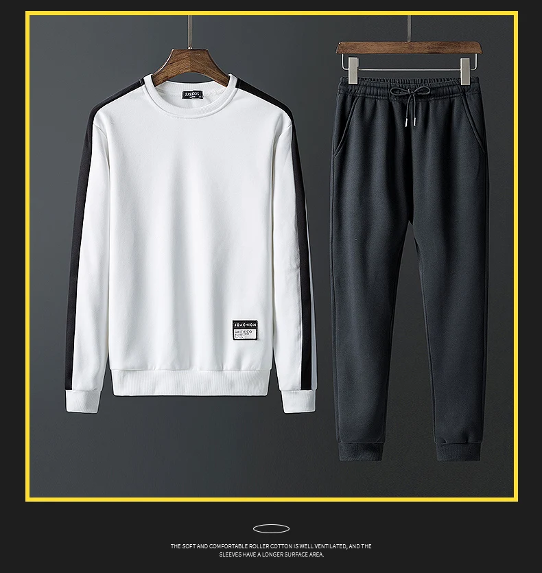 2018 Новое поступление, модные Мужская одежда комплект, британский Повседневное пуловер с длинными рукавами + брюки Для мужчин наборы, осень