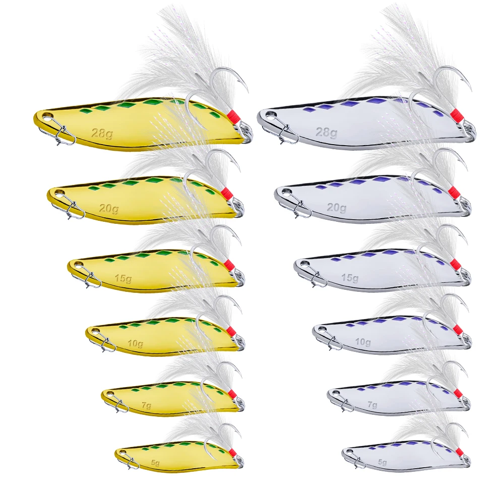1 шт. Высокое качество Ложка приманка 4,4 см-6,5 см рыболовная приманка Золотой/Серебряный цвет Рыболовная Приманка 5 г-28 г с 2#-10# крючками рыболовные снасти
