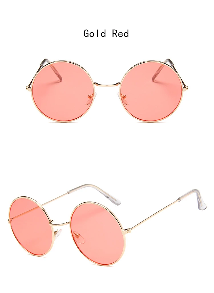 Популярные металлические круглые модные линзы, красные солнцезащитные очки для женщин, фирменный дизайн, разные цвета, зеркальные, UV400