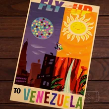 Fly up to Venezuela agencia de viajes de américa latina ad Vintage Retro decorativo Poster DIY pared lienzo pegatinas carteles decoración del hogar G