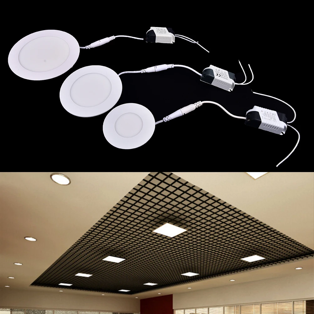 1pcs 3w 6w 9w led downlight lamp led ceiling recessed grid downlight slim round panel lightin