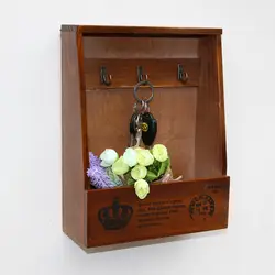 1 шт. Американский Творческий Коробка для хранения всякой всячины Винтаж вешалка настенная деревянная хранения Стойки Zakka три Крючки